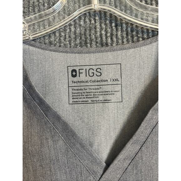 Figs Womens Catarina One Pocket Scrub Top Size XXL Gray Short Sleeve Medical - Picture 4 of 9